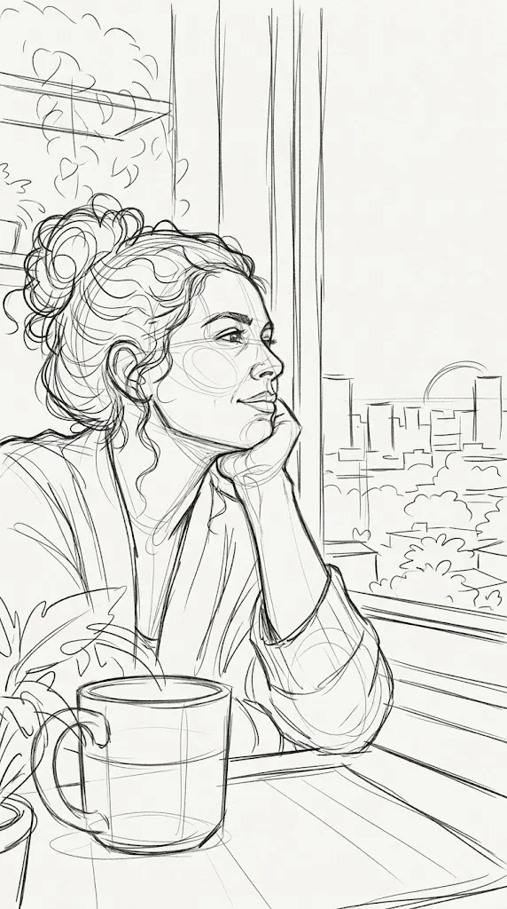 Esboço em line art sendo desenhado à mão